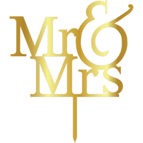 Връх за торта "Мистър § Мисис 2" - златен